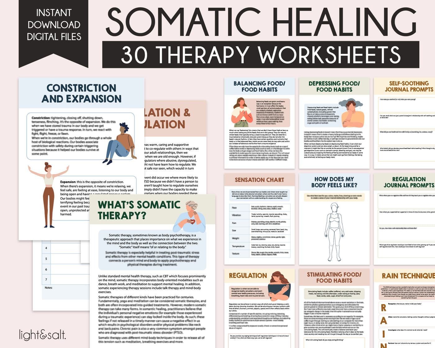 Somatic Healing workbook, somatic therapy worksheets