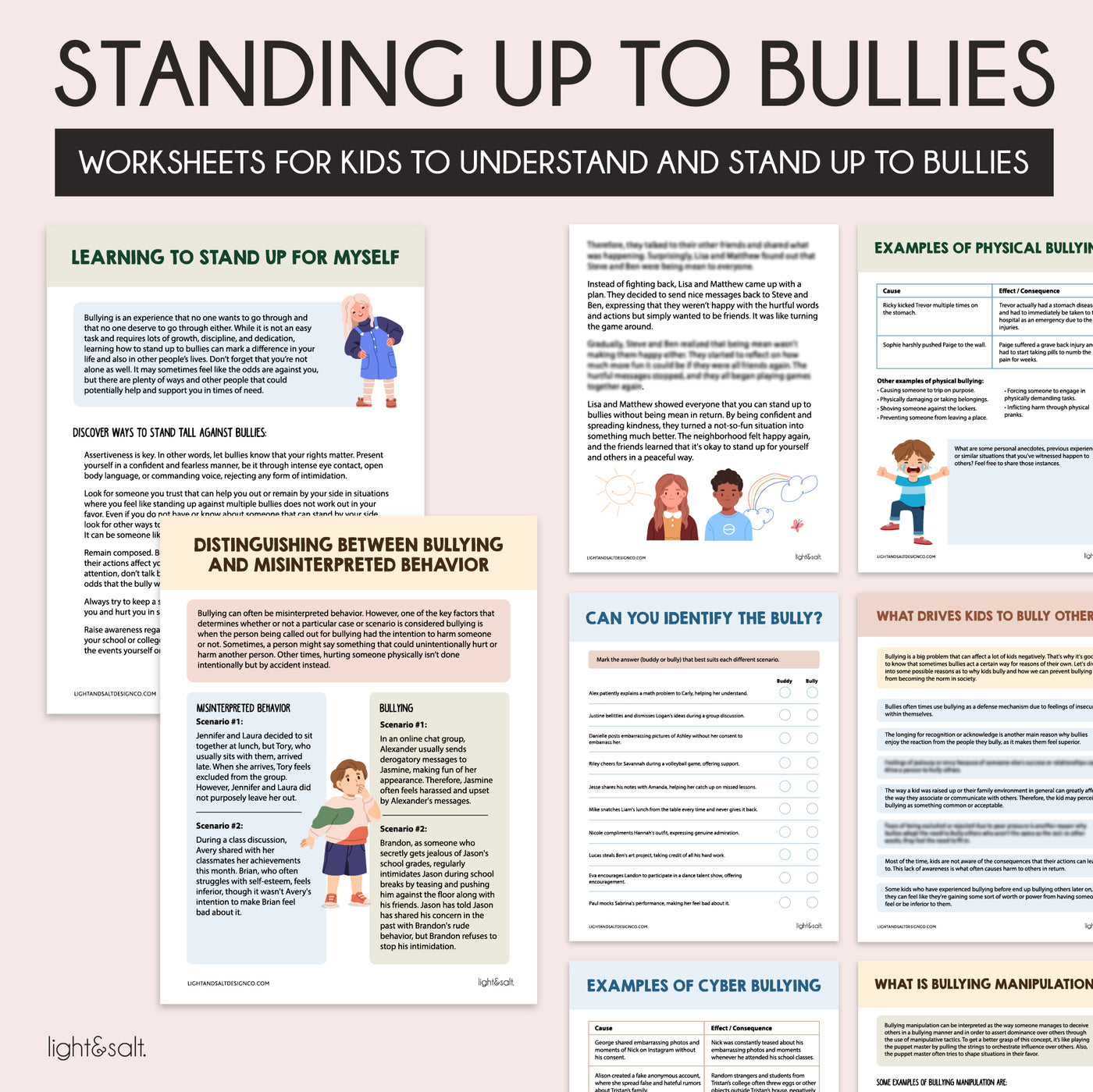Stand up to bullying worksheets for kids