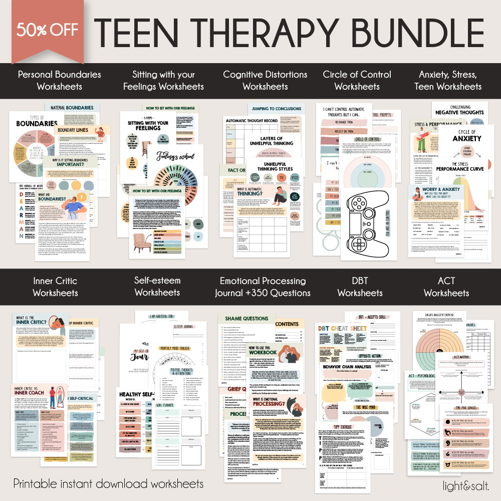 Teen Therapy Worksheets Mega Bundle