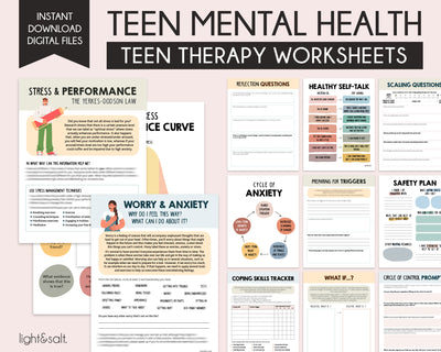 Teen Therapy Worksheets Mega Bundle