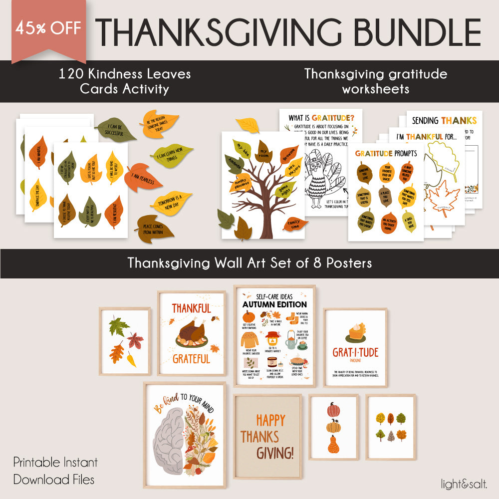 Thanksgiving BUNDLE, Gratitude Tree, poster bundle set of 8