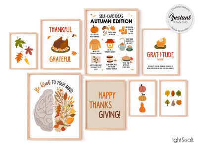 Thanksgiving BUNDLE, Gratitude Tree, poster bundle set of 8