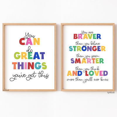 Set of 6 Rainbow affirmations classroom posters