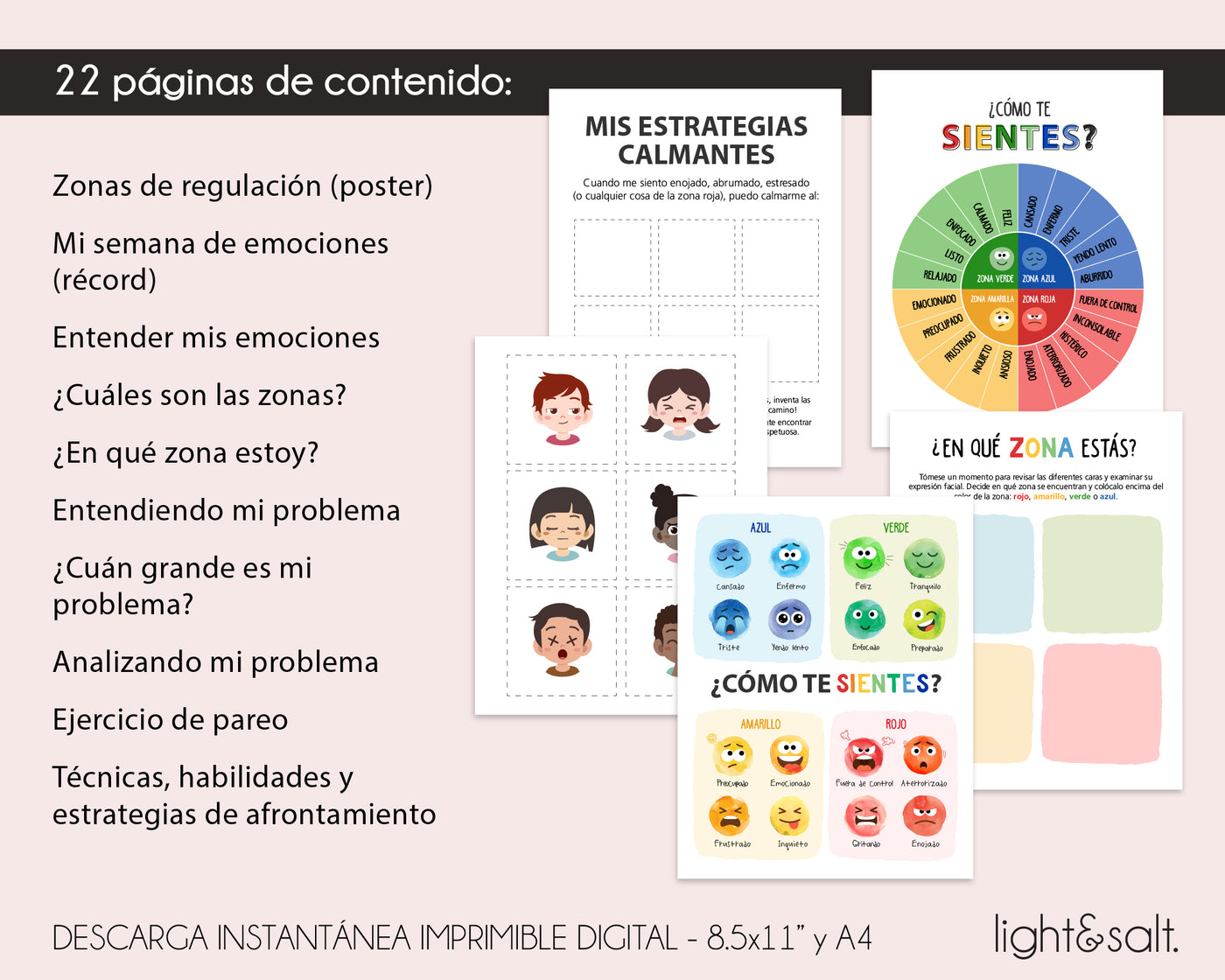 Spanish Emotional regulation worksheets