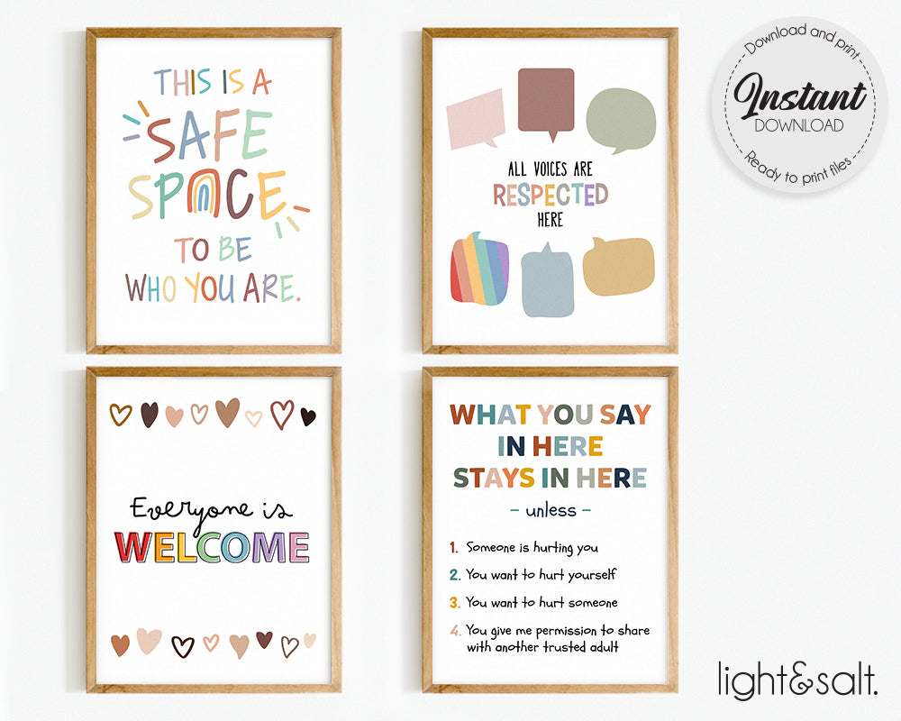 Inclusive Classroom, Psychology gallery wall set of 4 posters