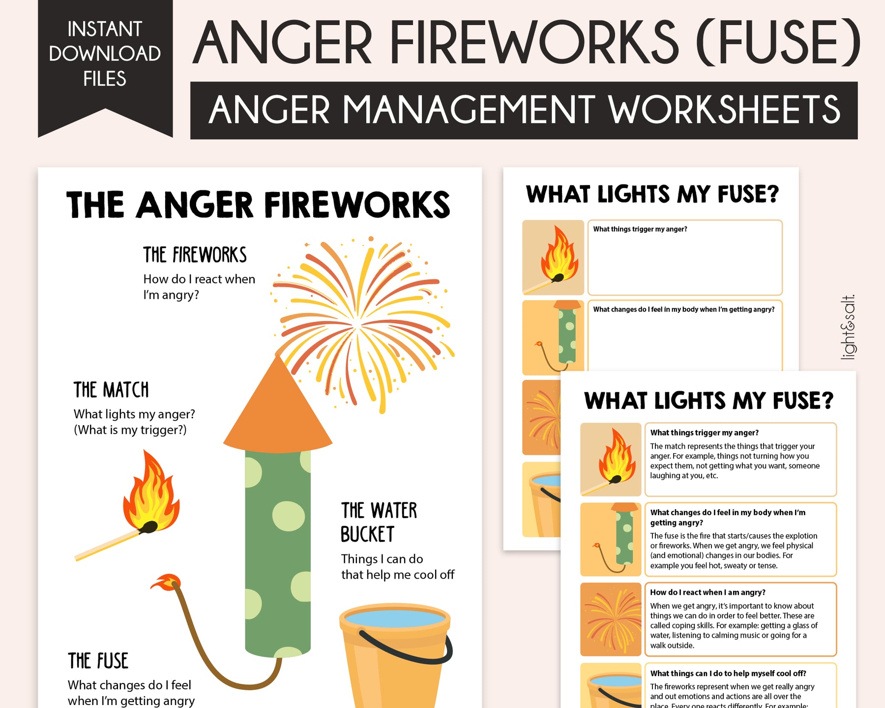 Exploding Anger Firework Anger fuse worksheets, anger management – LightandSaltDesign