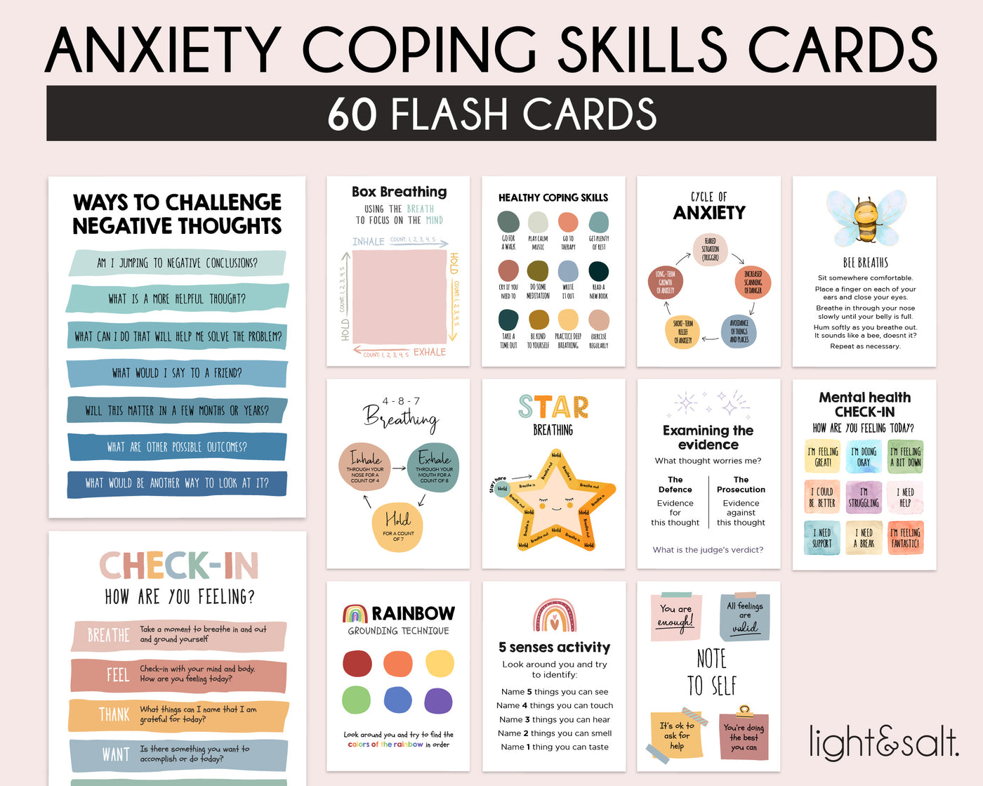 Anxiety Coping Cards Bundle 172 Flash Cards LightandSaltDesign anxiety-coping-cards-bundle-172-flash-cards-lightandsaltdesign