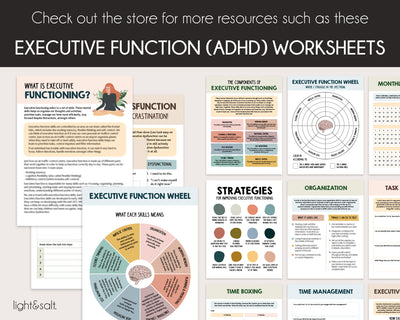 Executive functioning wheel poster, ADHD printable