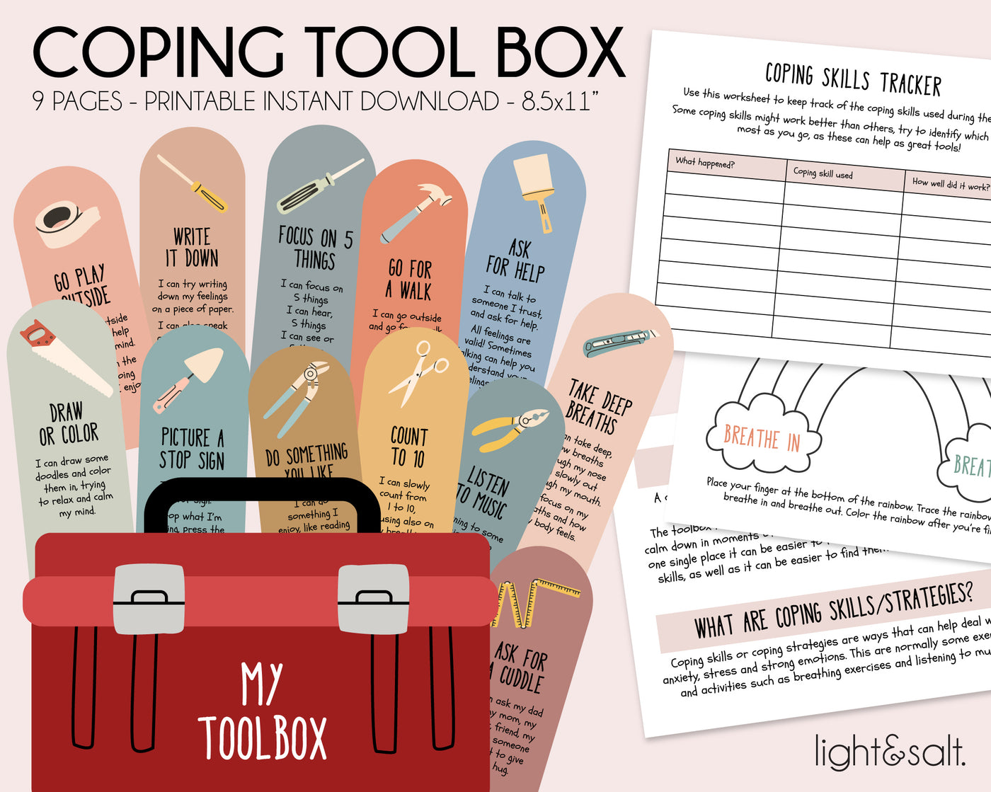 Coping Skills tool box (red) – LightandSaltDesign