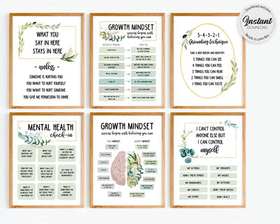 Therapy bundle set of 6 mental health posters