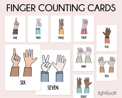 Printable finger counting flash cards, 1 to 10