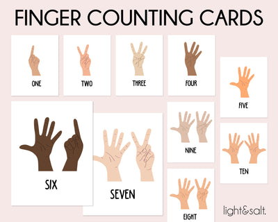 Printable finger counting flash cards, 1 to 10
