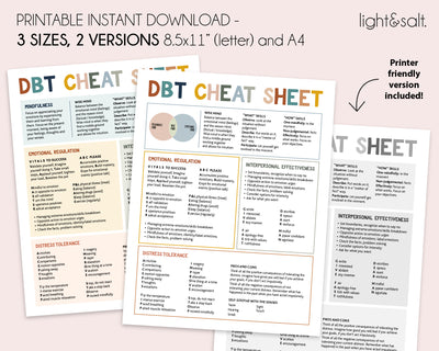 DBT cheat sheet therapy worksheet