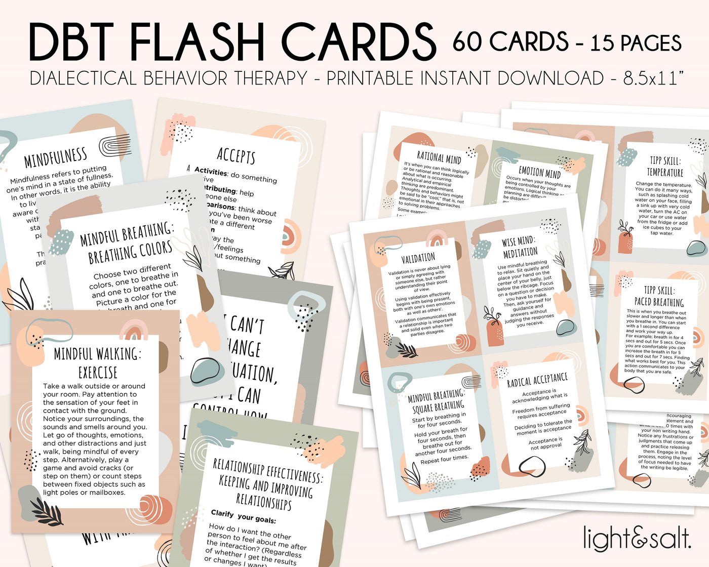 DBT Anxiety coping flash cards