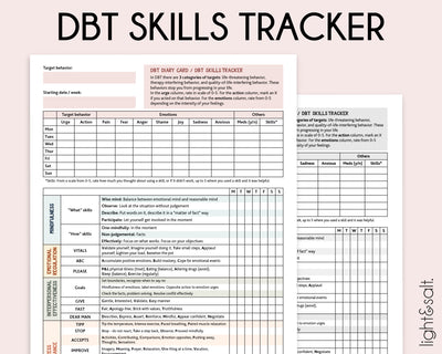 DBT Skills Tracker, DBT Diary Card
