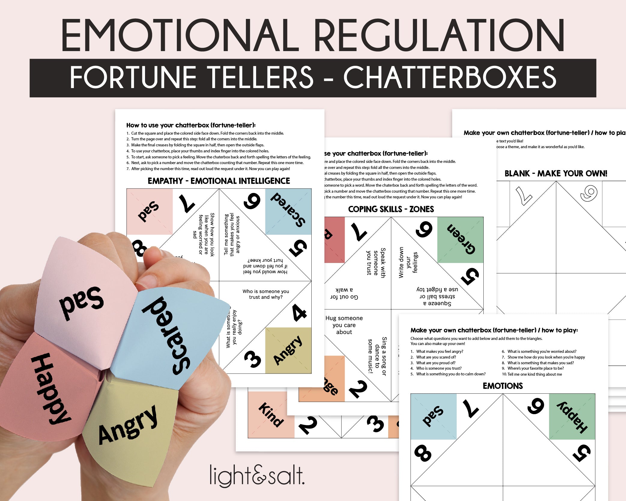Chatterbox Template.pdf Social emotional learning Fortune teller, kids feelings Chatterbox ...