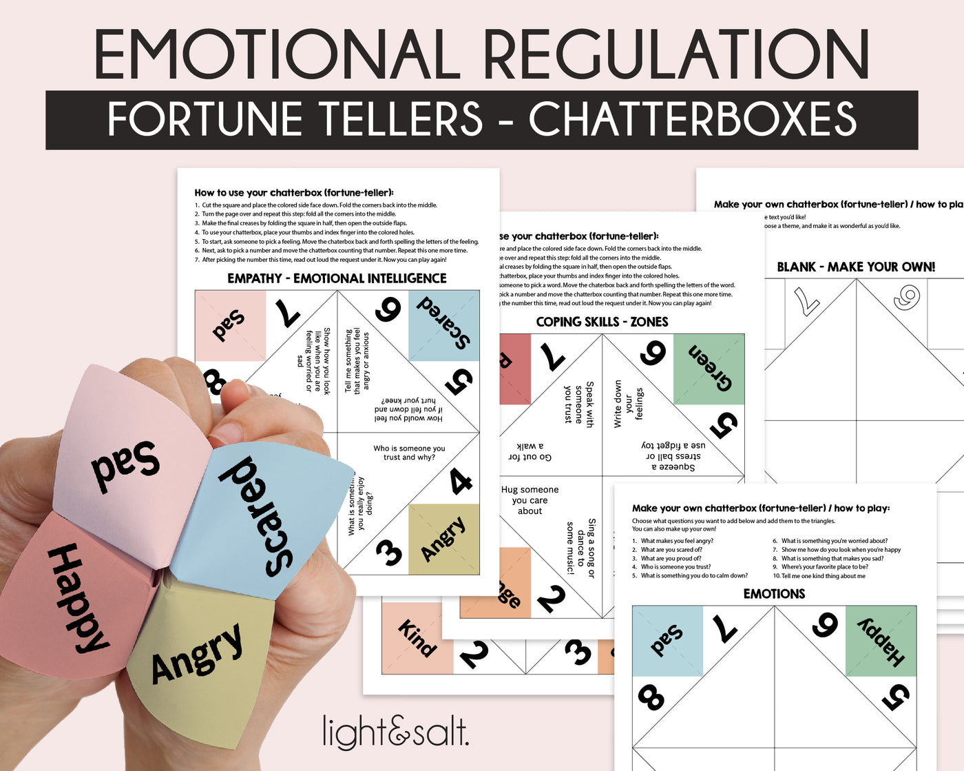 Social emotional learning Fortune teller, kids feelings Chatterbox
