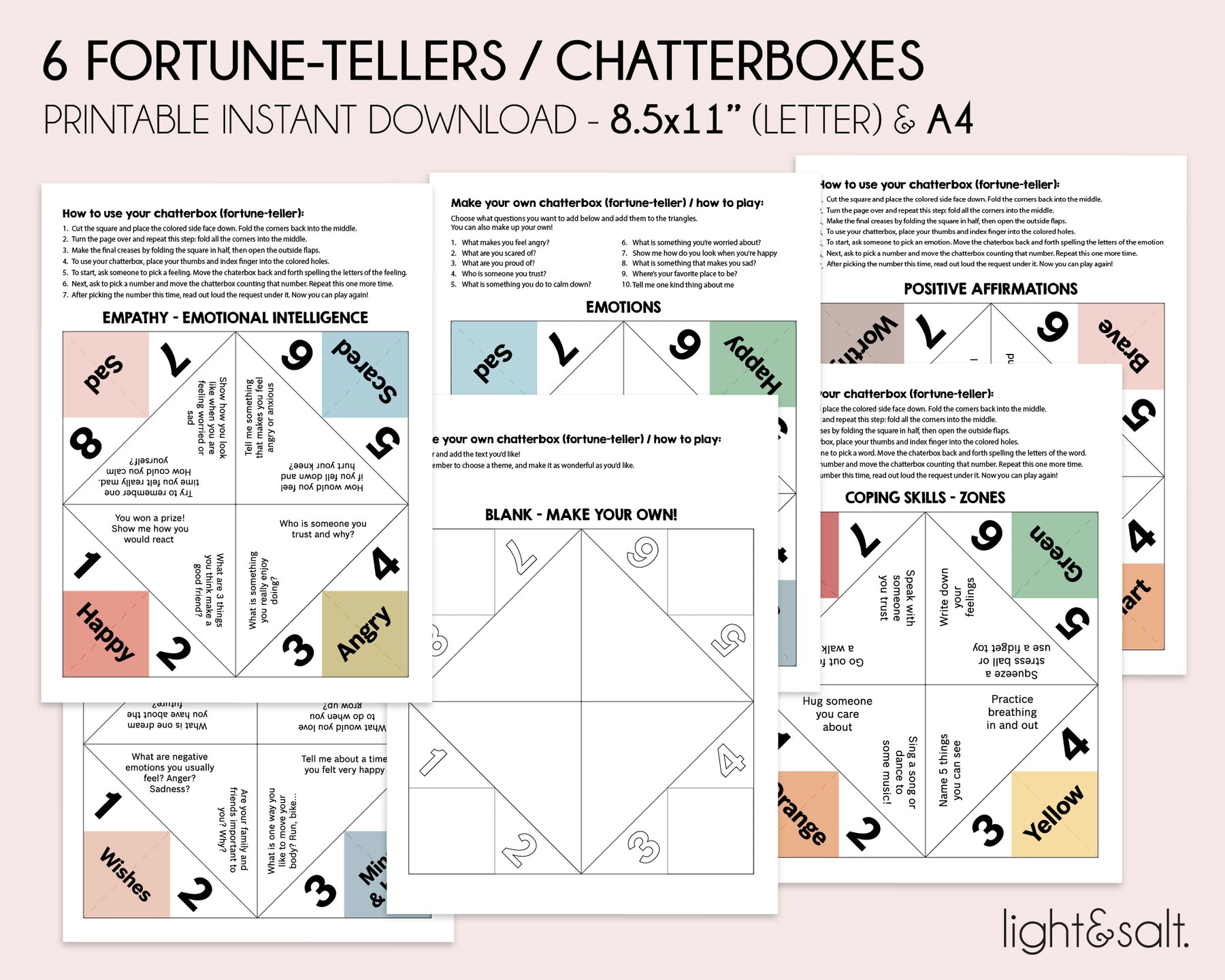 Chatterbox Template.pdf Social emotional learning Fortune teller, kids feelings Chatterbox ...