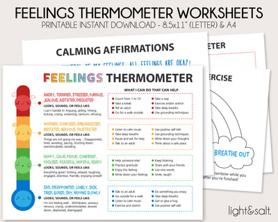 Feelings Thermometer With Coping Skills worksheets