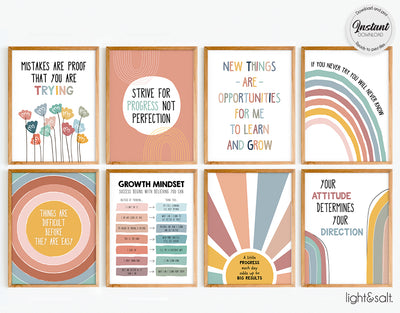 Growth mindset posters set of 8, mental health posters
