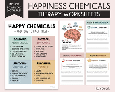 Happiness chemicals therapy worksheets
