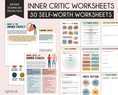 Inner critic workbook, self esteem worksheets