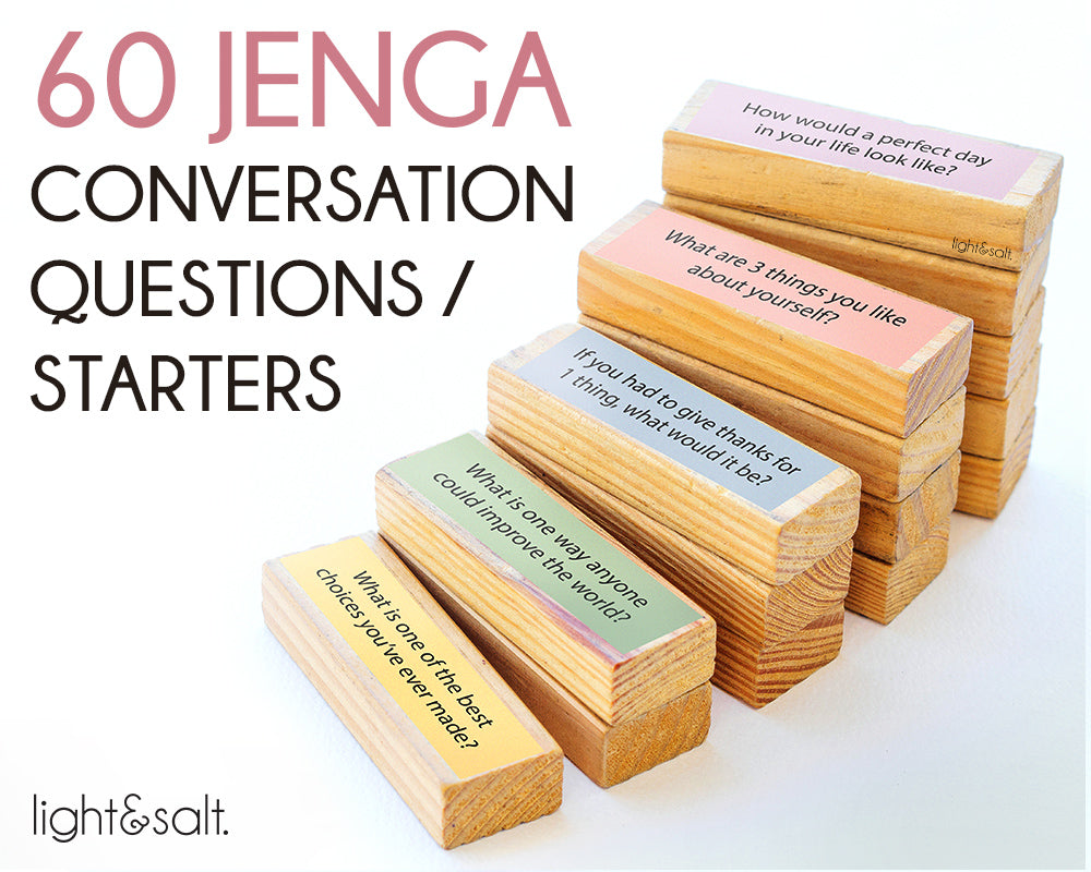 Jenga conversation starter cards