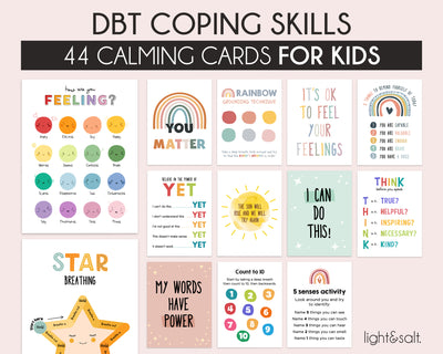 Kids calm down coping skills cards, grounding cards