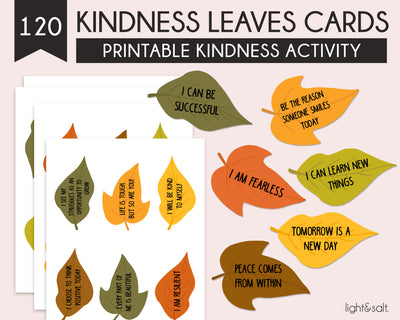 Kindness Leaves, thanksgiving activity, positivity cards
