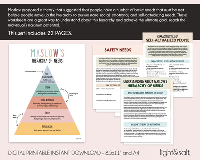 Maslow's Hierarchy of needs worksheets