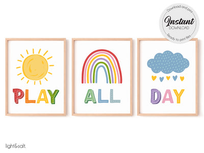 Play all Day printable poster set of 3
