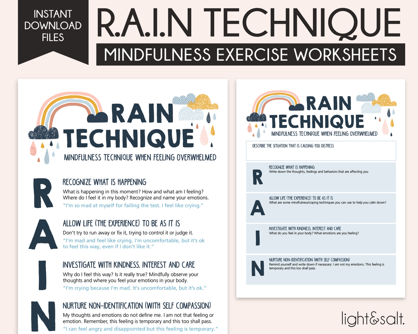 Rain mindfulness technique worksheet