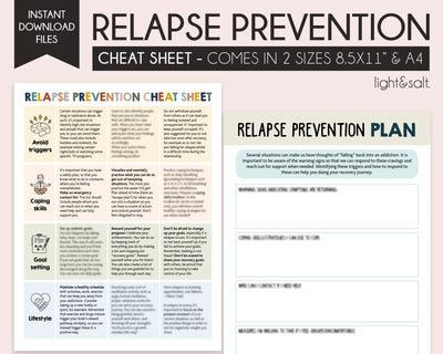 Relapse prevention cheat sheet and plan