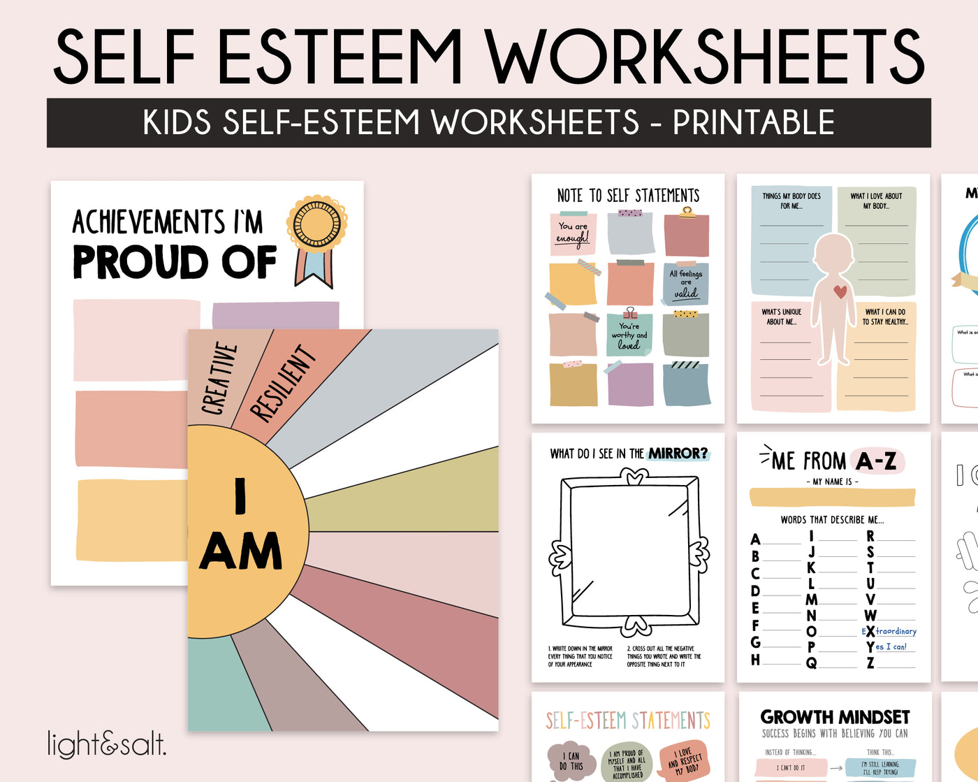 Self esteem worksheets for kids and teens