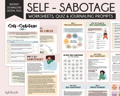 Self sabotage therapy worksheets and quiz
