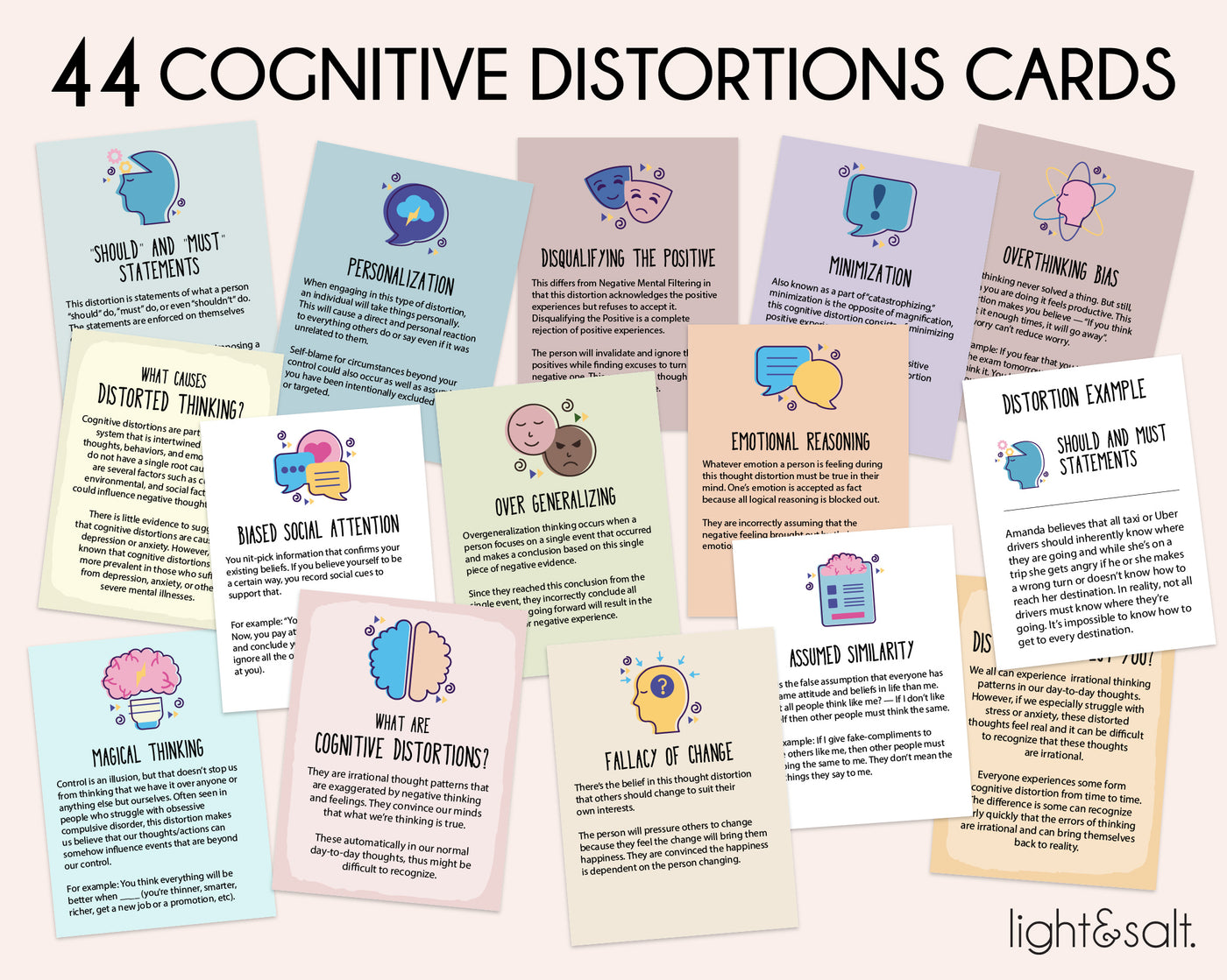 Cognitive distortion flashcards, DBT cards
