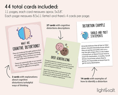 Cognitive distortion flashcards, DBT cards