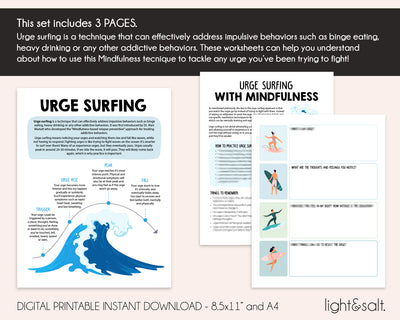 Urge surfing mindfulness technique therapy worksheets